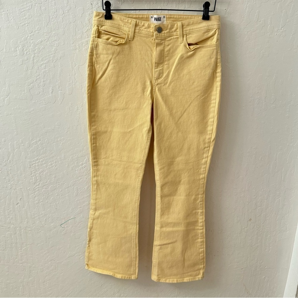Paige Butter Yellow Claudine Ankle Flare Denim Jeans Size 30 - Picture 5 of 12